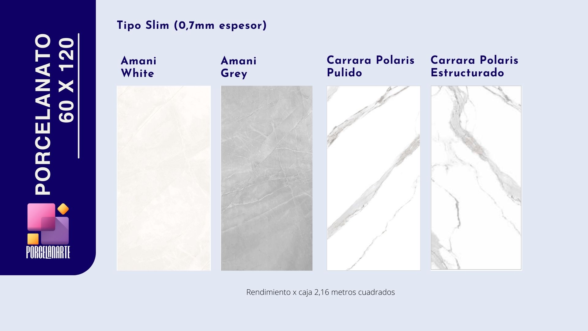 Porcelanato tipo carrara y slim para paredes