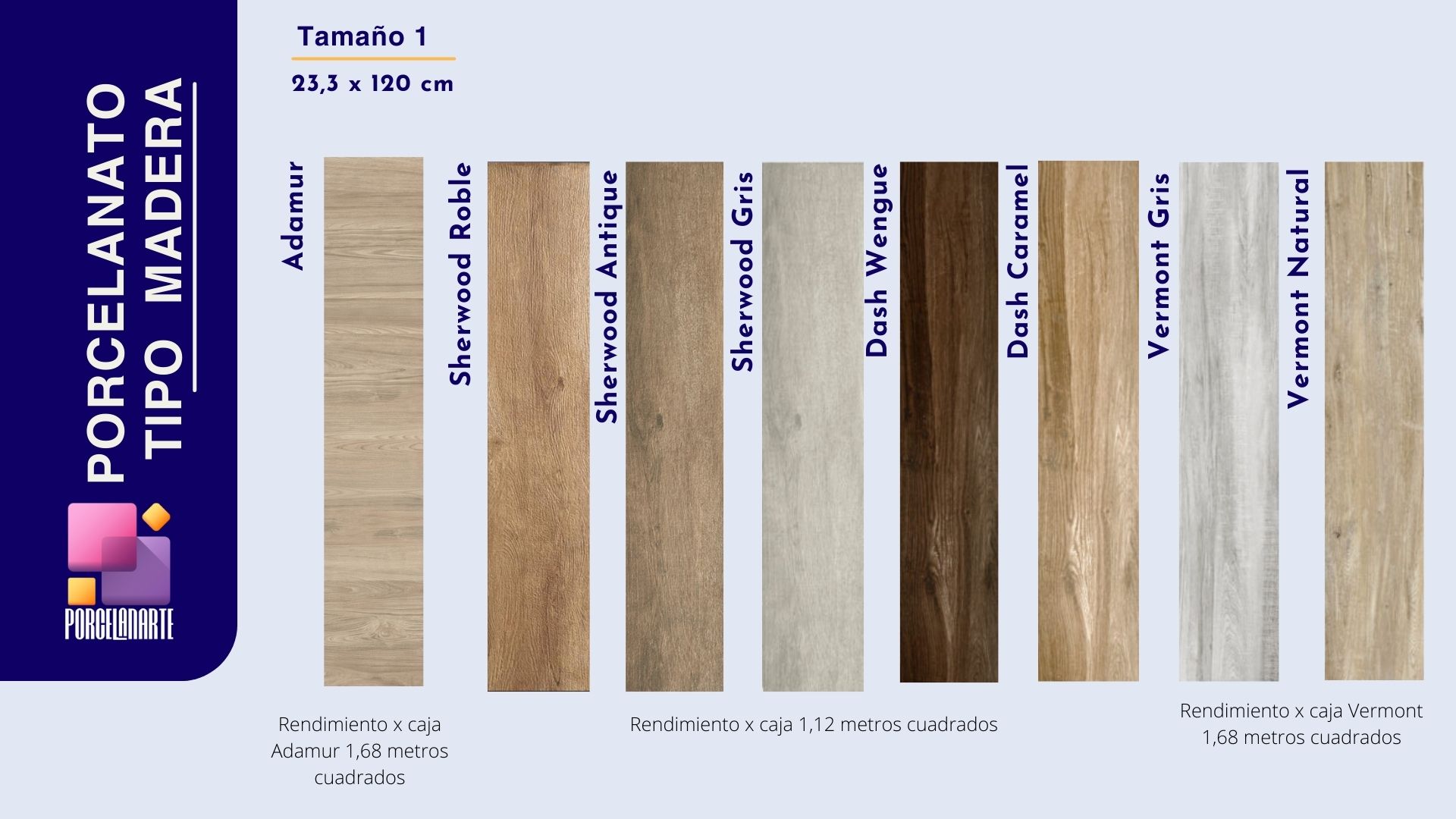 Porcelanato tipo madera Adamur, Sherewood, Dash
